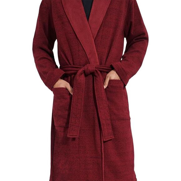 Ugg Men's Robinson Fleece Robe - Dark Cherry Heather-XL/2XL - Picture 3 of 4